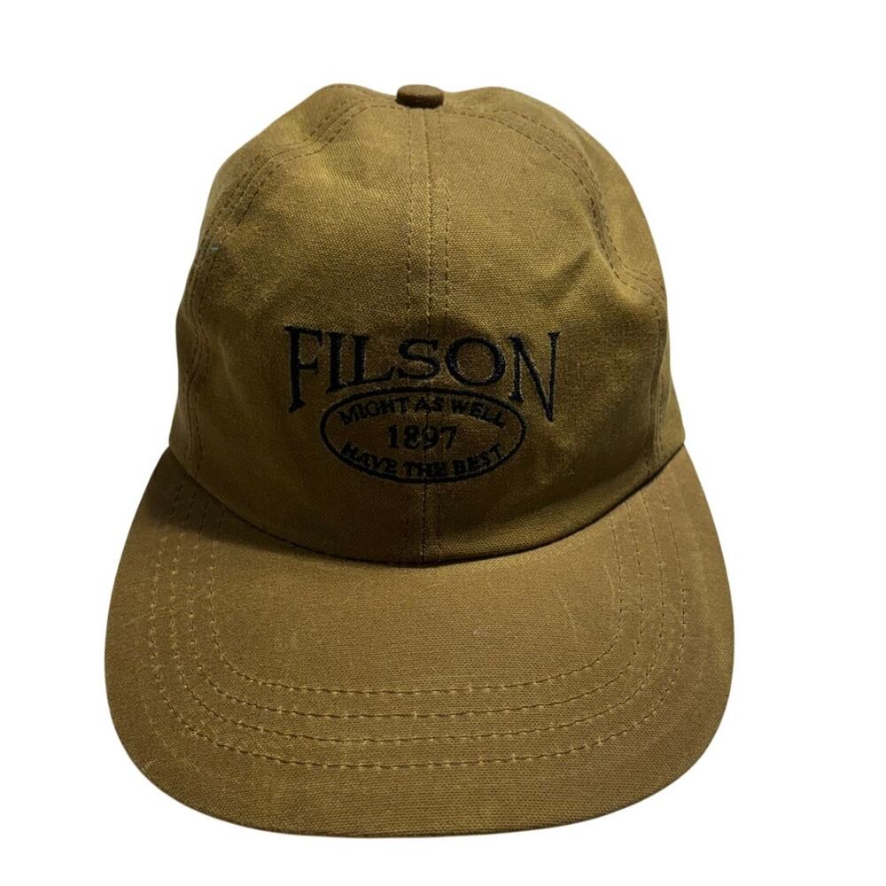 Vintage Filson Waxed Tin Cloth Cap One-Size Adjustable Baseball Hat Embroidered